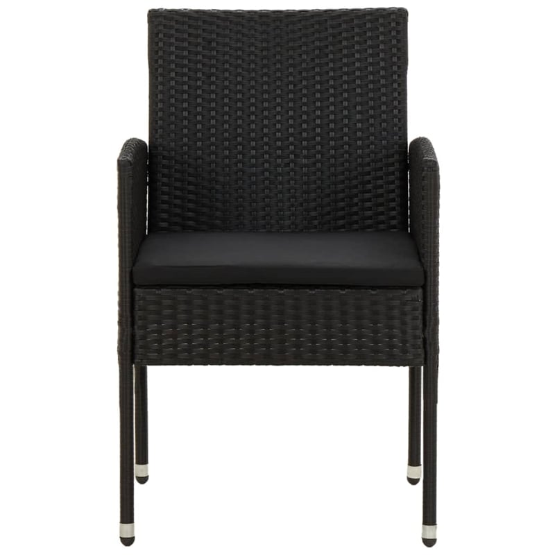 vidaXL PE Rattan/Steel/Solid Acacia Wood Outdoor Dining Set in Black