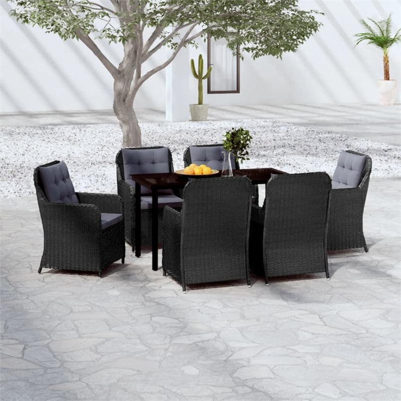 vidaXL Garden Dining Set in Black/Dark Gray