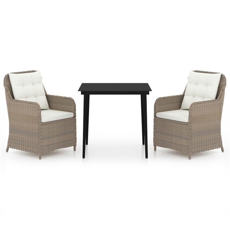 vidaXL Garden Dining Set in Brown/Black/Cream White