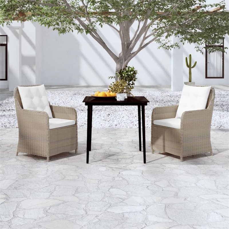 vidaXL Garden Dining Set in Brown/Black/Cream White