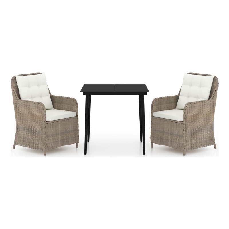 vidaXL Garden Dining Set in Brown/Black/Cream White