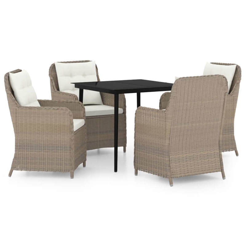 vidaXL Garden Dining Set in Brown/Cream White/Black