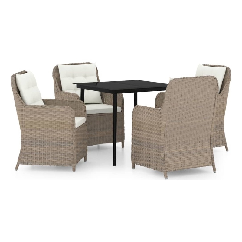 vidaXL Garden Dining Set in Brown/Cream White/Black