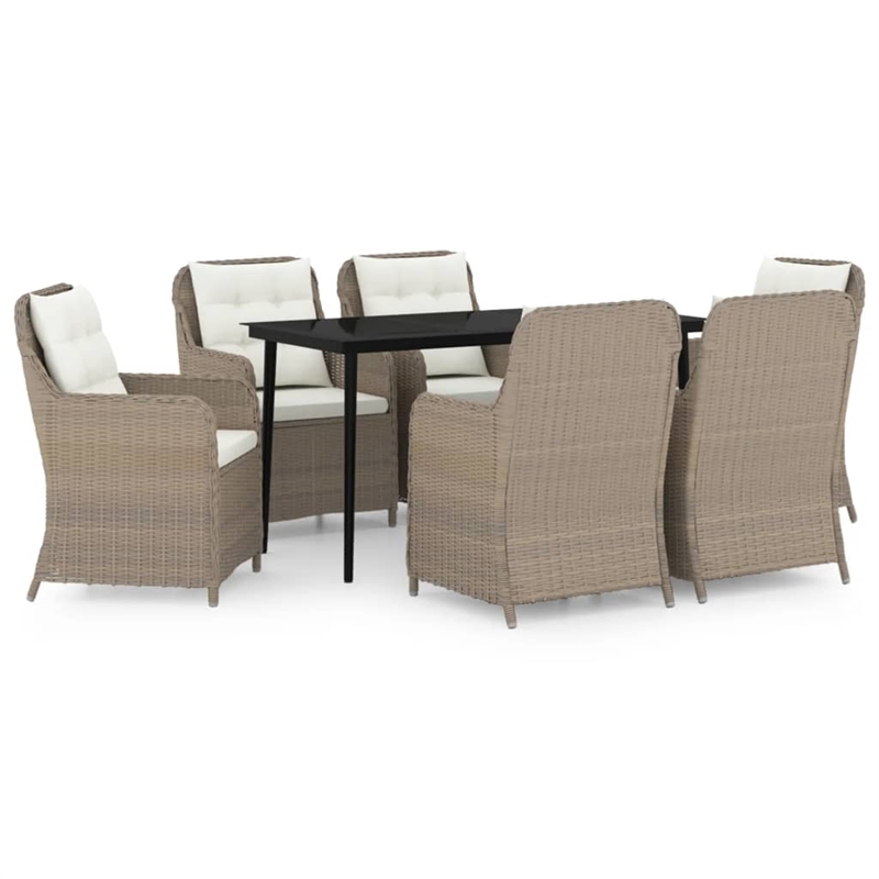 vidaXL Garden Dining Set in Brown/Cream White/Black