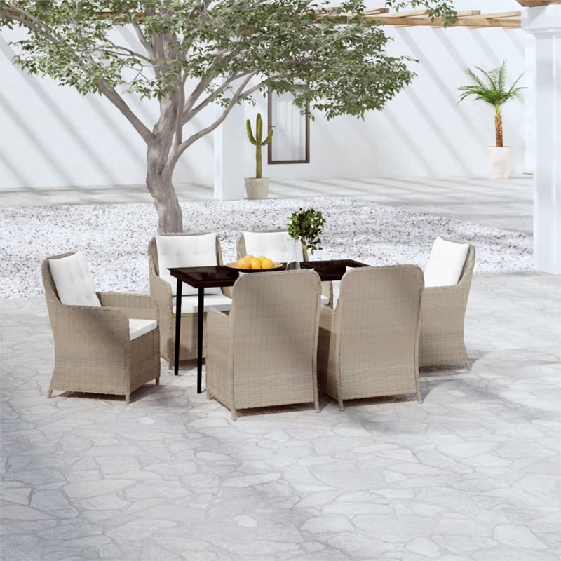 vidaXL Garden Dining Set in Brown/Cream White/Black