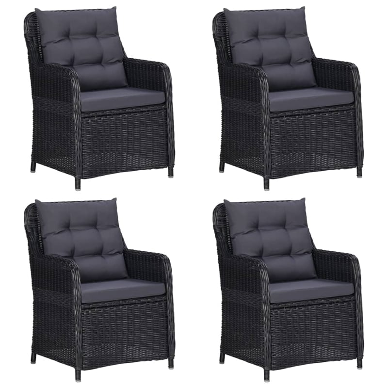 vidaXL Powder-Coated Steel 5 Piece Set Garden Dining Set in Black