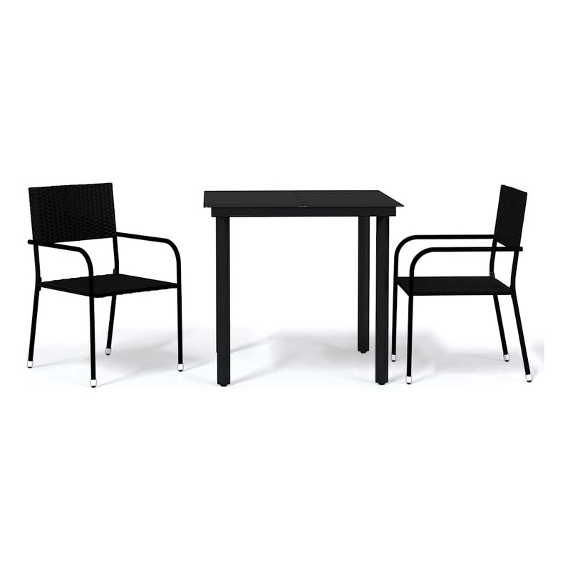 vidaXL Powder-Coated Steel & Glass Garden Dining Set in Black