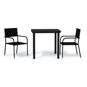 vidaXL Powder-Coated Steel & Glass Garden Dining Set in Black