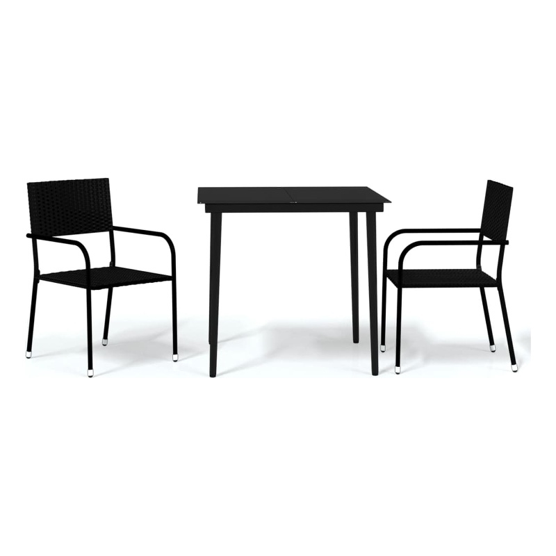 vidaXL PE Rattan Durable Garden Dining Set in Black