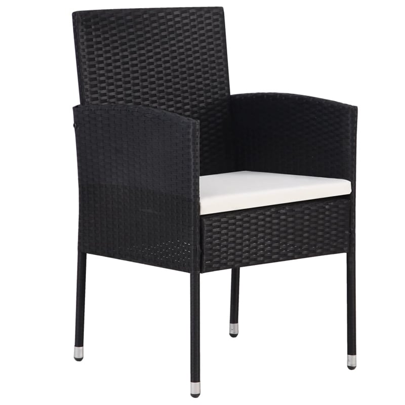 vidaXL Powder-Coated Steel/Glass Standard Garden Dining Set in Black