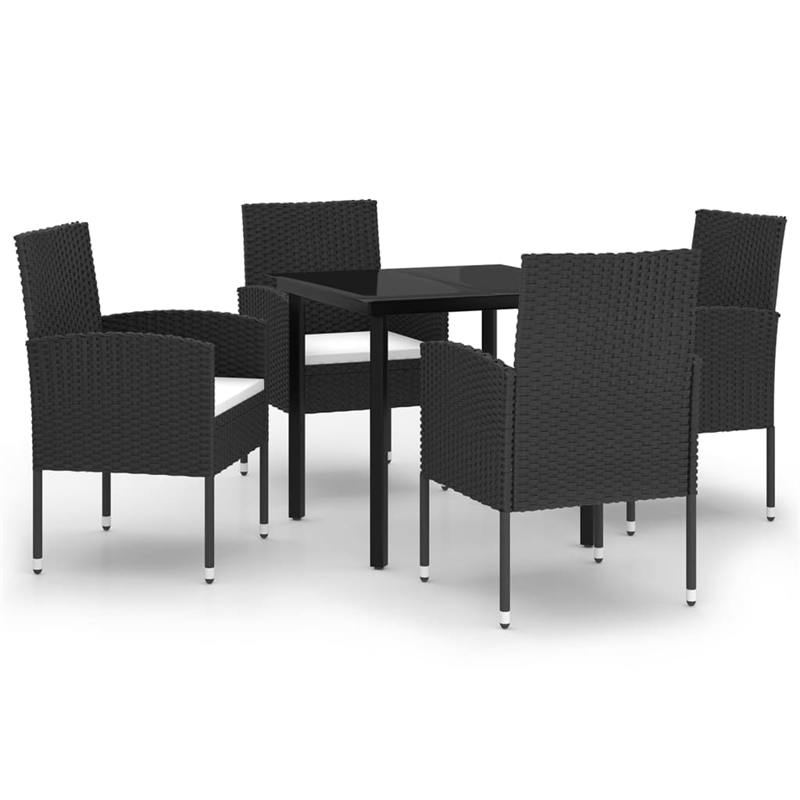 vidaXL Garden Dining Set in Black and Cream White