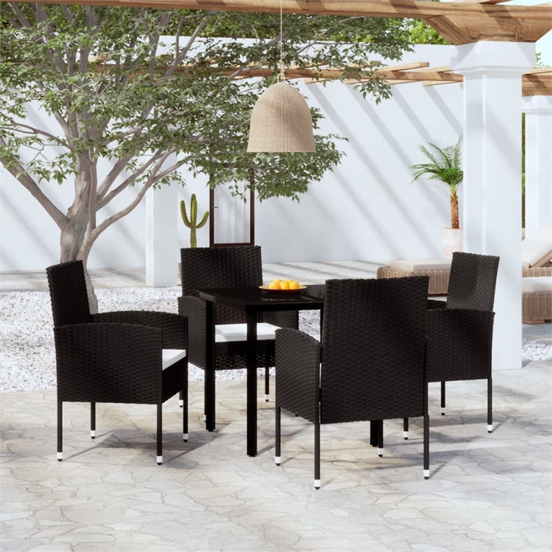 vidaXL Garden Dining Set in Black and Cream White