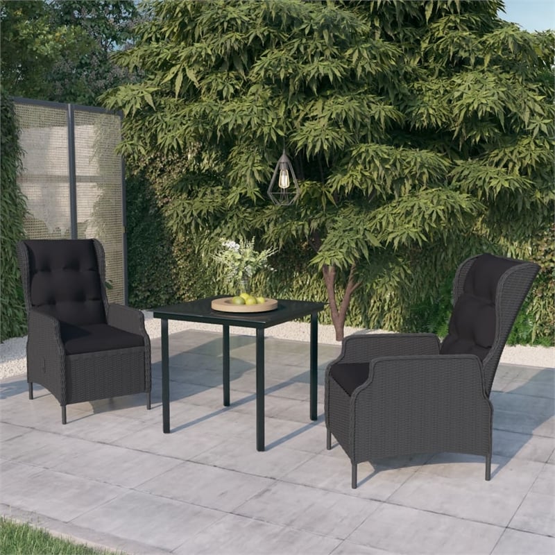 vidaXL Powder-Coated Steel Medium Garden Dining Set in Dark Gray