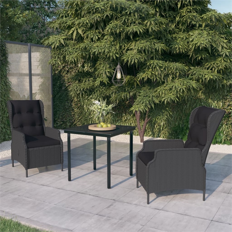 vidaXL Powder-Coated Steel Medium Garden Dining Set in Dark Gray