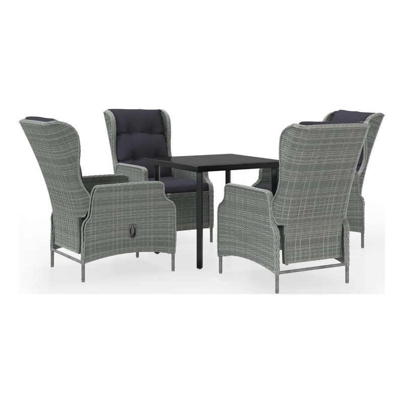 vidaXL Garden Dining Set in Light Gray/Black