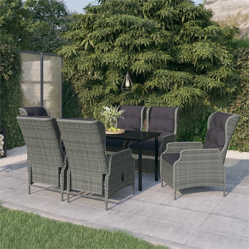 vidaXL Garden Dining Set in Light Gray/Black