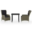 vidaXL Powder-Coated Steel 3 Piece Garden Dining Set in Brown