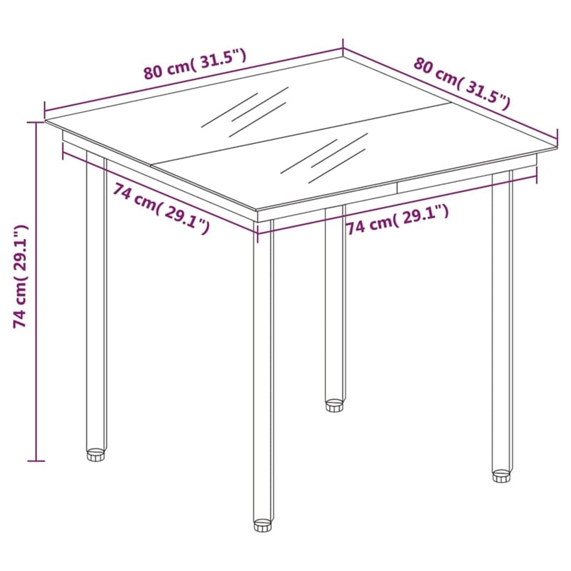 vidaXL Powder-Coated Steel 3 Piece Garden Dining Set in Brown