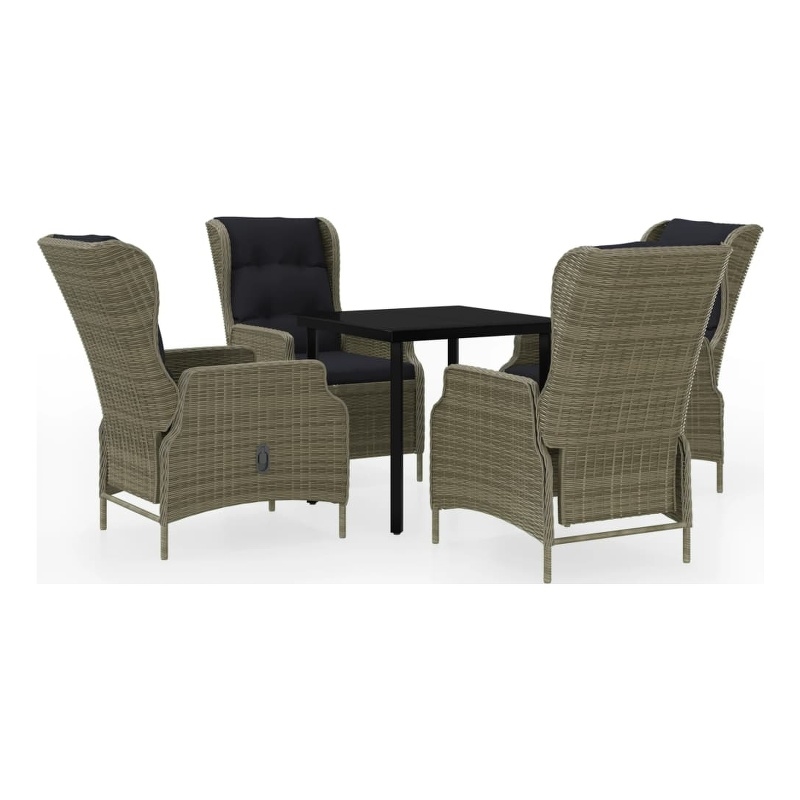 vidaXL Powder-Coated Steel & Glass Garden Dining Set in Brown