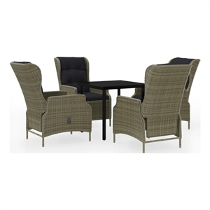 vidaXL Powder-Coated Steel & Glass Garden Dining Set in Brown