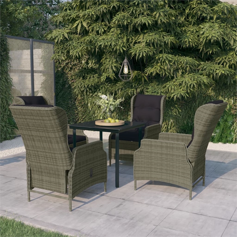 vidaXL Powder-Coated Steel & Glass Garden Dining Set in Brown