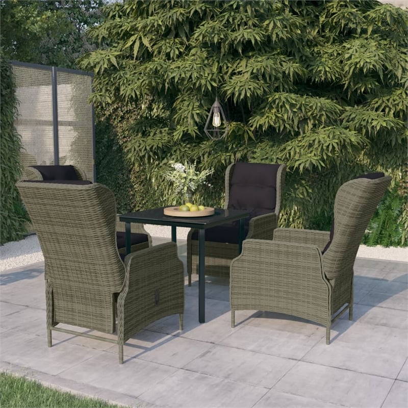 vidaXL Powder-Coated Steel & Glass Garden Dining Set in Brown