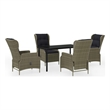 vidaXL Garden Dining Set Chair in Brown/Cushions in Black/Table in Black