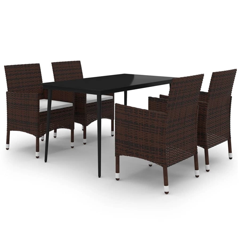 vidaXL PE Rattan 5 Piece Garden Dining Set in Brown