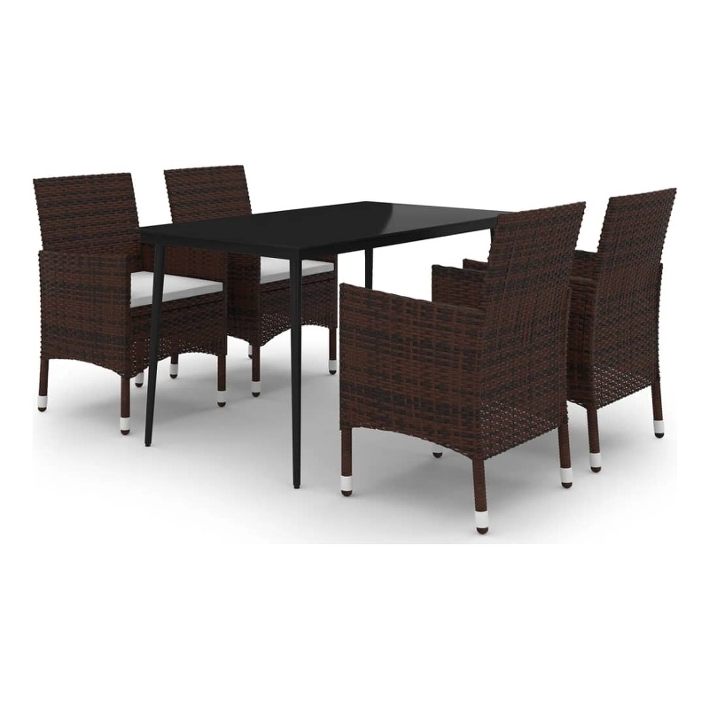 vidaXL PE Rattan 5 Piece Garden Dining Set in Brown