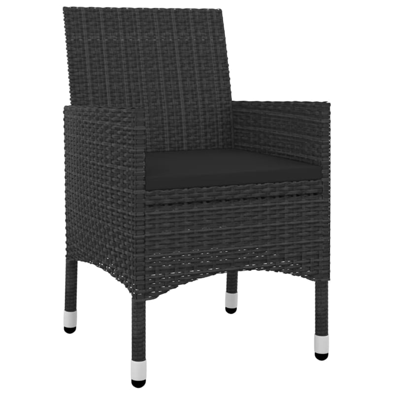 vidaXL Poly Rattan & Glass Medium Garden Dining Set in Black