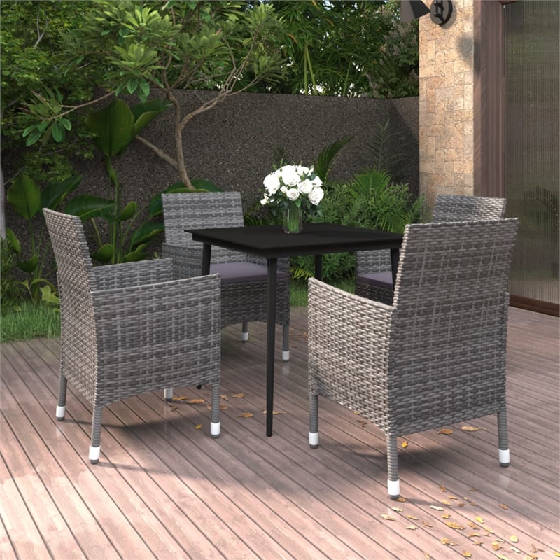 vidaXL Garden Dining Set in Gray/Dark Gray/Black