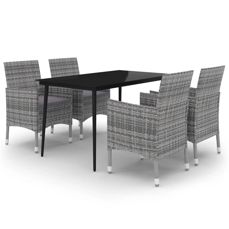 vidaXL PE Rattan Large Garden Dining Set in Gray