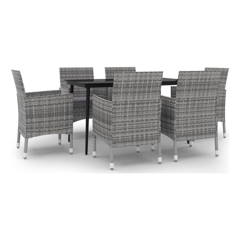vidaXL PE Rattan Medium Garden Dining Set in Gray