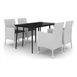 vidaXL Garden Dining Set Table in Black/Chairs White/Cushions in Black