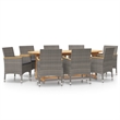 vidaXL Solid Acacia Wood Ergonomic Garden Dining Set in Gray