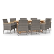 vidaXL Solid Acacia Wood Ergonomic Garden Dining Set in Gray