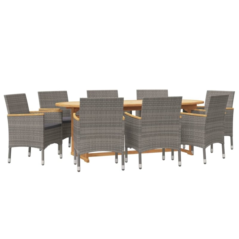vidaXL Solid Acacia Wood Ergonomic Garden Dining Set in Gray