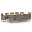 vidaXL Solid Acacia Wood 11 Piece Durable Garden Dining Set in Gray