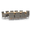 vidaXL Solid Acacia Wood 11 Piece Durable Garden Dining Set in Gray
