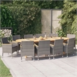vidaXL Solid Acacia Wood 11 Piece Durable Garden Dining Set in Gray