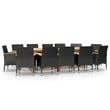 vidaXL Garden Dining Set in Black and Cream