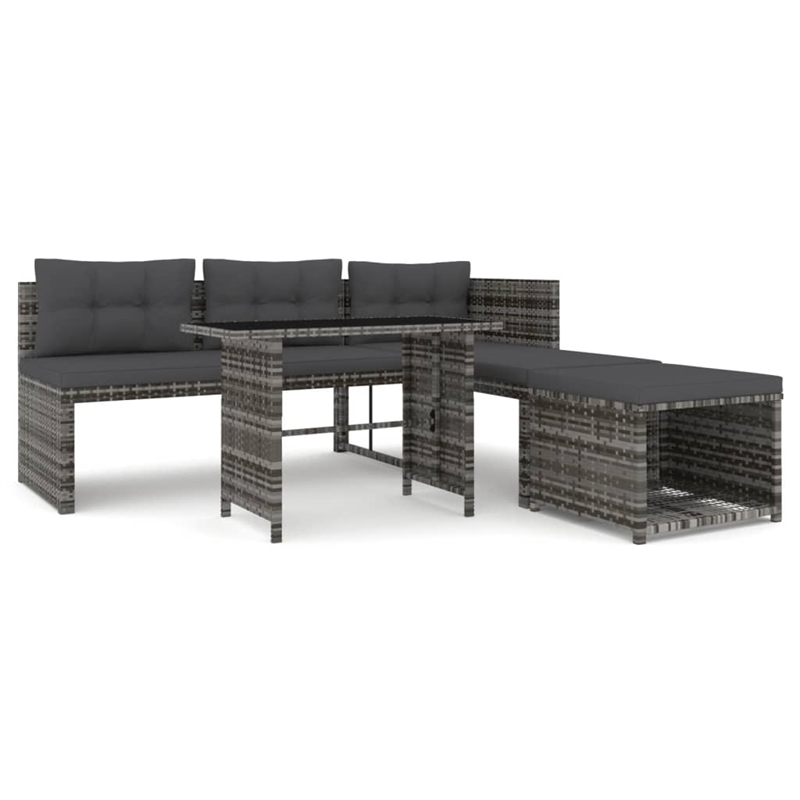 vidaXL Patio in Gray PE Rattan Large Patio Dining Set - Set of 4