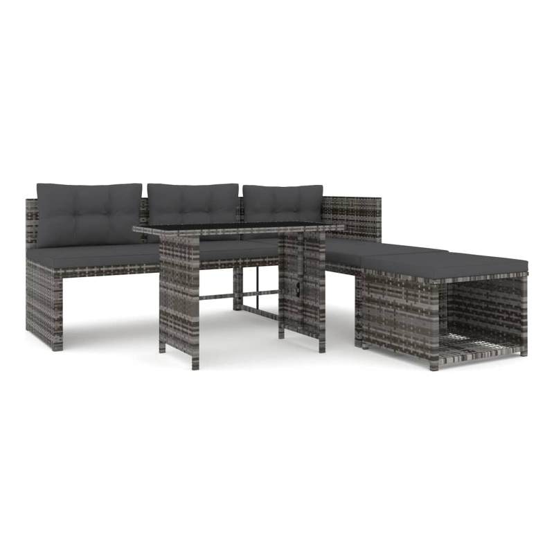 vidaXL Patio in Gray PE Rattan Large Patio Dining Set - Set of 4