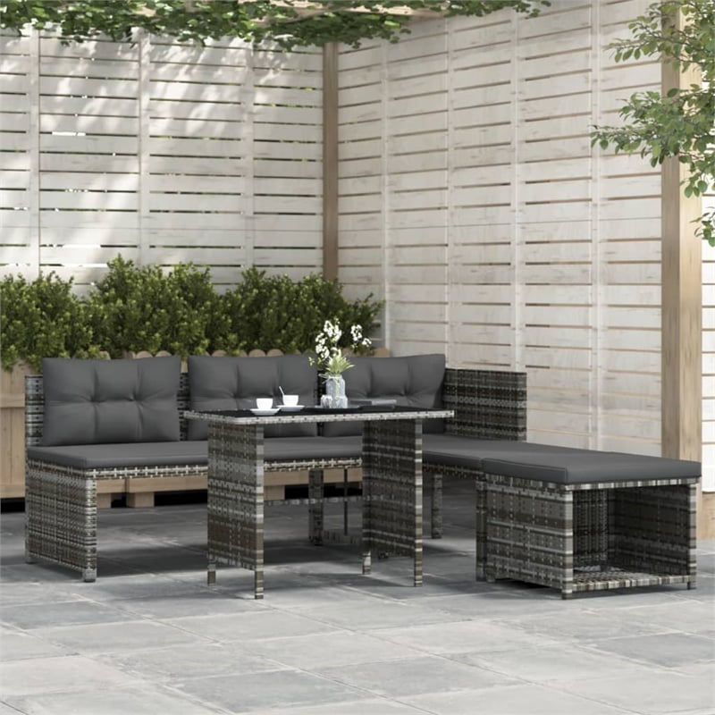 vidaXL Patio in Gray PE Rattan Large Patio Dining Set - Set of 4