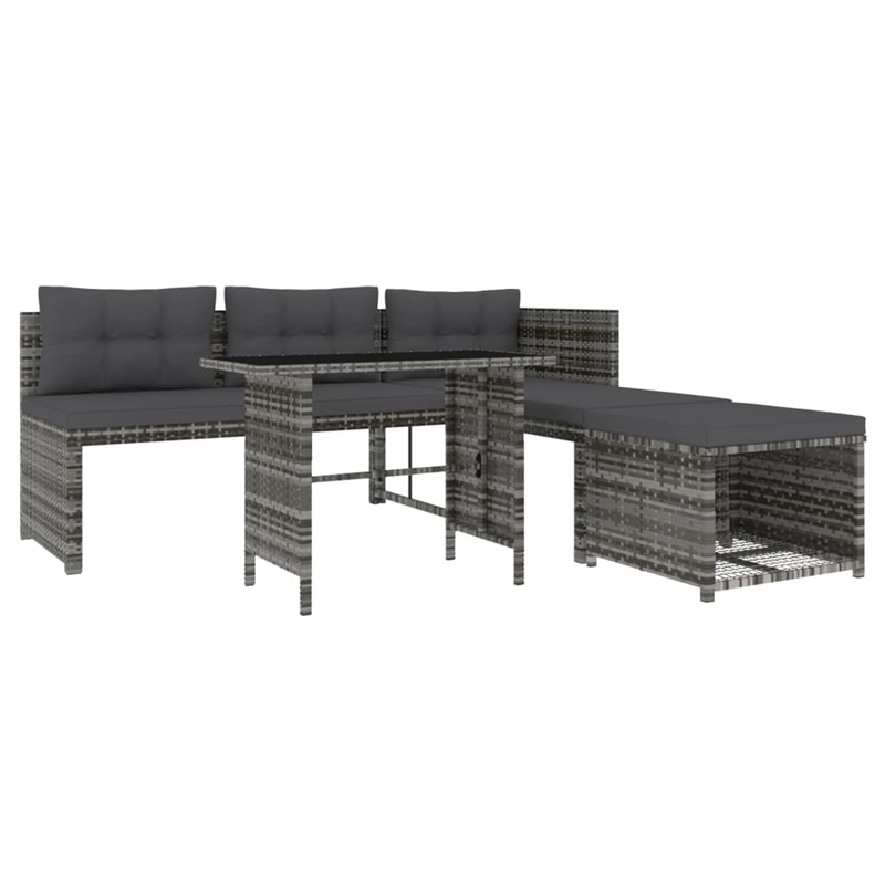 vidaXL Patio in Gray PE Rattan Large Patio Dining Set - Set of 4