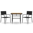 vidaXL PE Rattan/Steel/Solid Acacia Wood Outdoor Dining Set in Black
