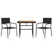 vidaXL PE Rattan/Steel/Solid Acacia Wood Outdoor Dining Set in Black