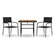 vidaXL PE Rattan/Steel/Solid Acacia Wood Outdoor Dining Set in Black