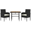 vidaXL PE Rattan/Steel/Solid Acacia Wood Outdoor Dining Set in Black
