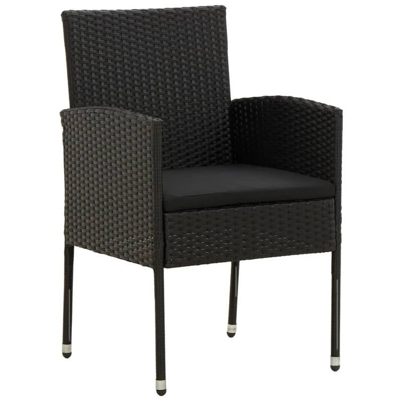 vidaXL PE Rattan/Steel/Solid Acacia Wood Outdoor Dining Set in Black